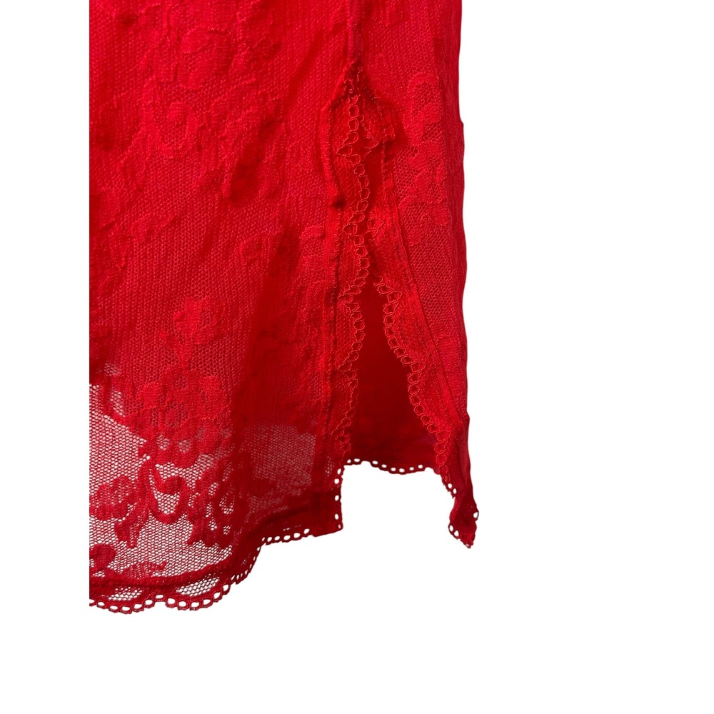 Victoria's Secret Lace Slip Dress Large Red Sheer Backless L/S Mini Nighty - Picture 5 of 8